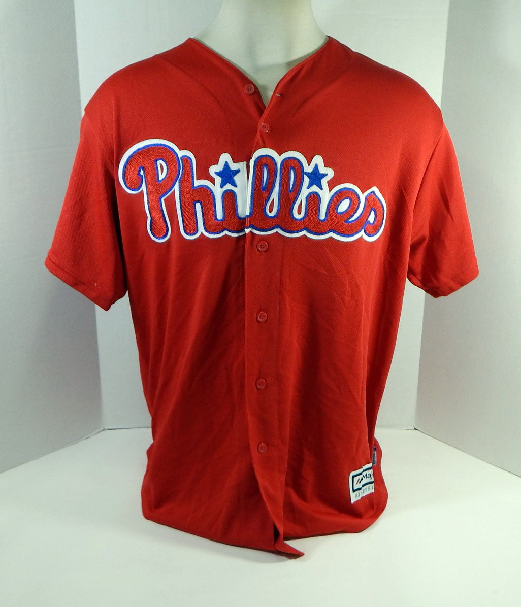 Philadelphia Phillies Elniery Garcia #70 Game Used Red Jersey Ext ST BP XL 826 Pic2