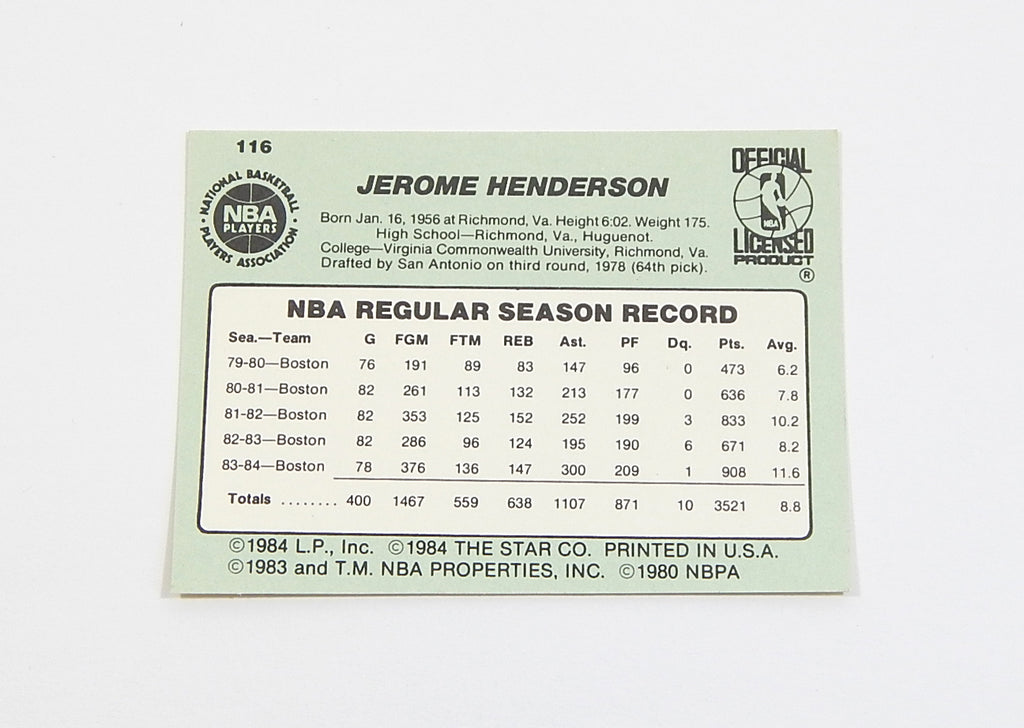 1984-85 Star Co. Gerald Henderson #116 Supersonics Nm/Mt Pic2