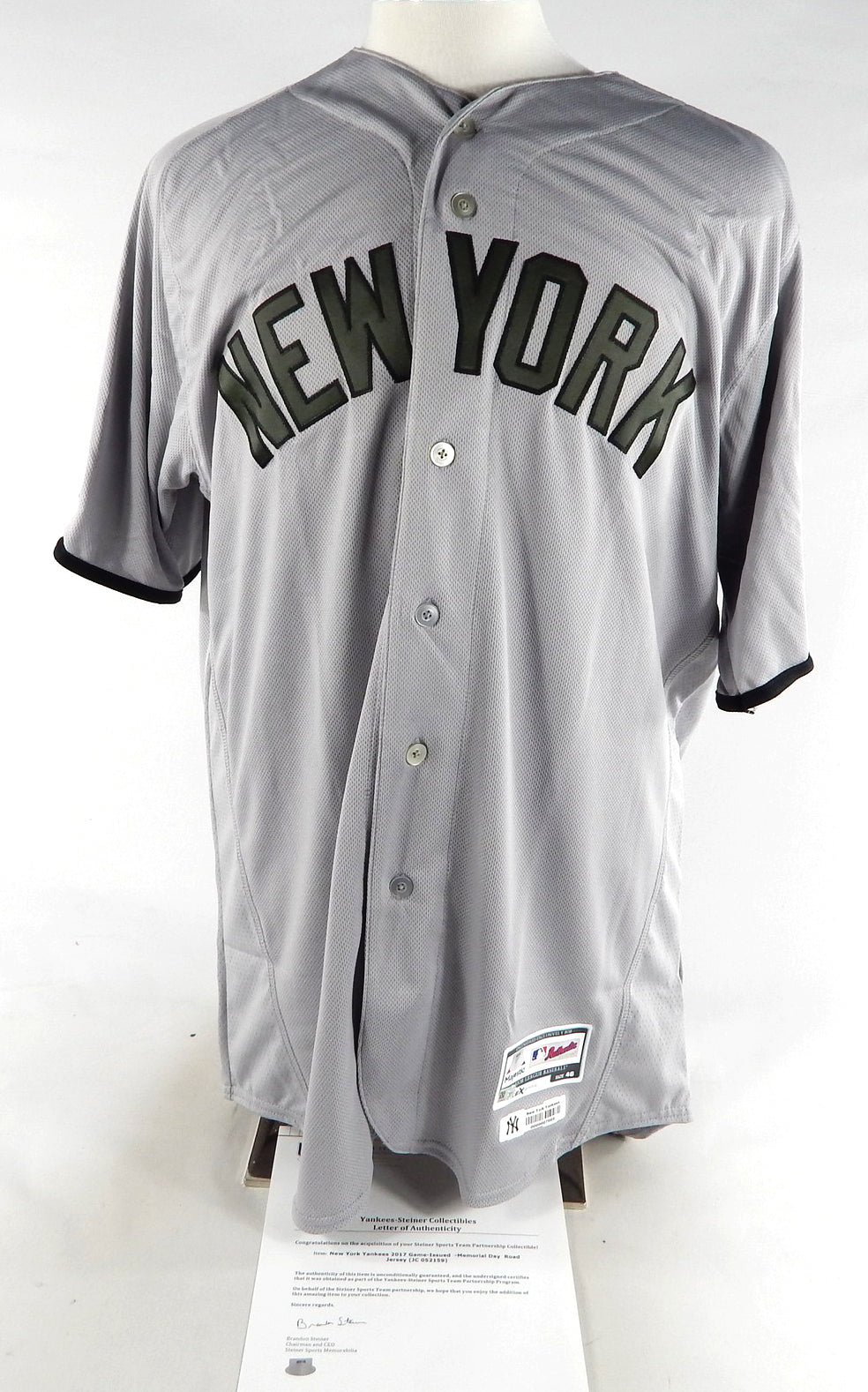 2017 New York Yankees Blank Game Issued Grey Jersey Memorial Day 46 442