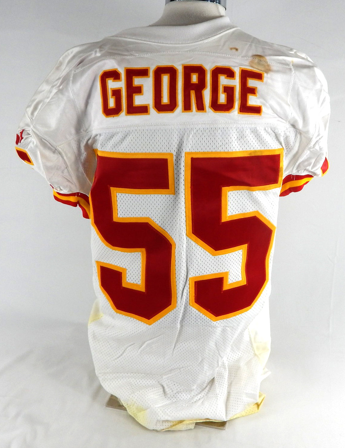 1999 Kansas City Chiefs Ron George #55 Game Issued White Jersey 48 664 Pic2