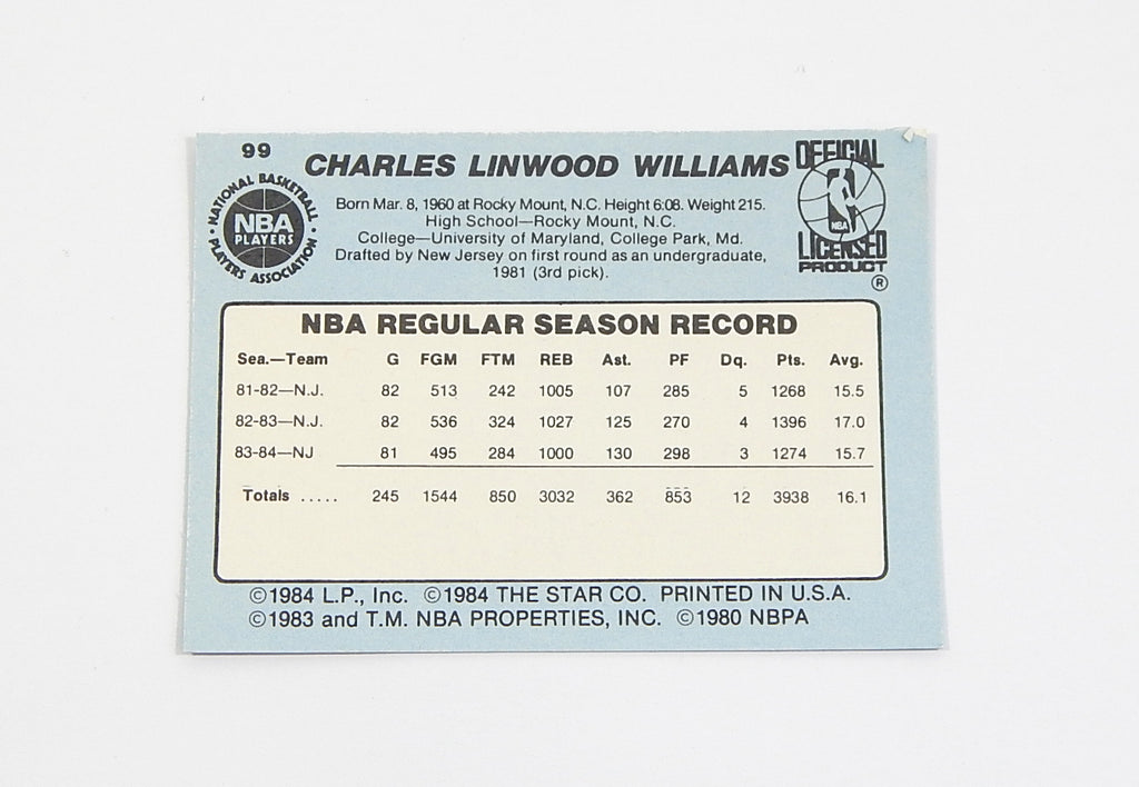 1984-85 Star Co. Buck Williams #99 Nets Nm/Mt Pic2