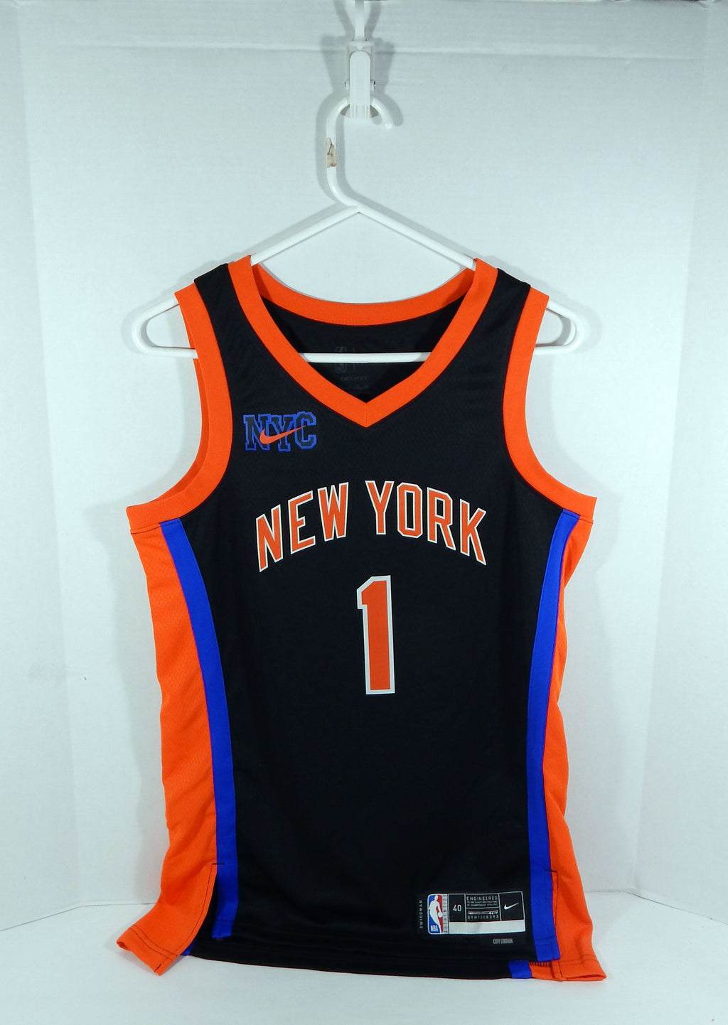 Men 2022-23 New York Knicks Obi Toppin #1 Black Jersey Nike Swingman City S 8S