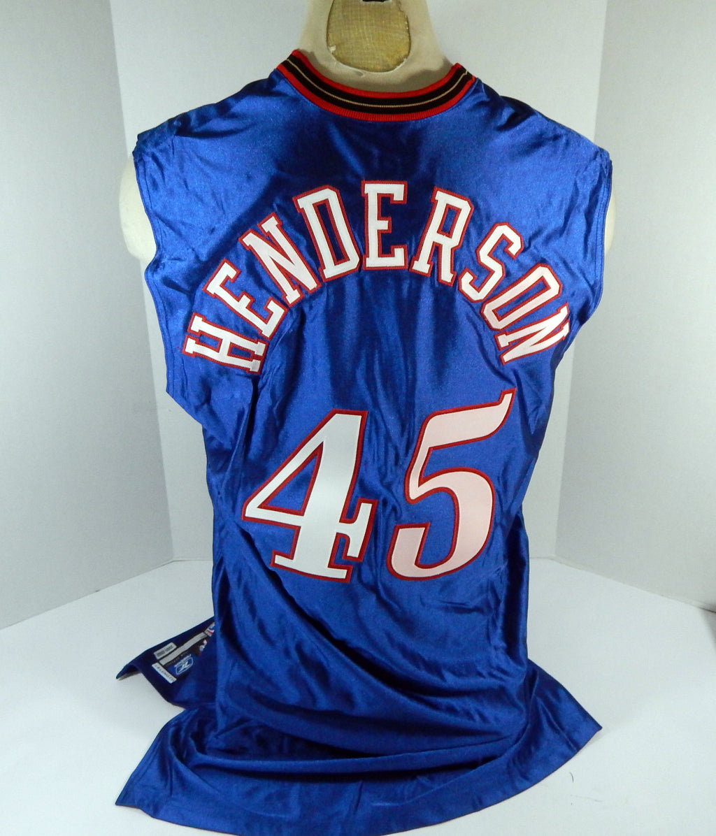 2001-02 Philadelphia 76ers Henderson #45 Game Issued Blue Jersey 911 Patch 50 73