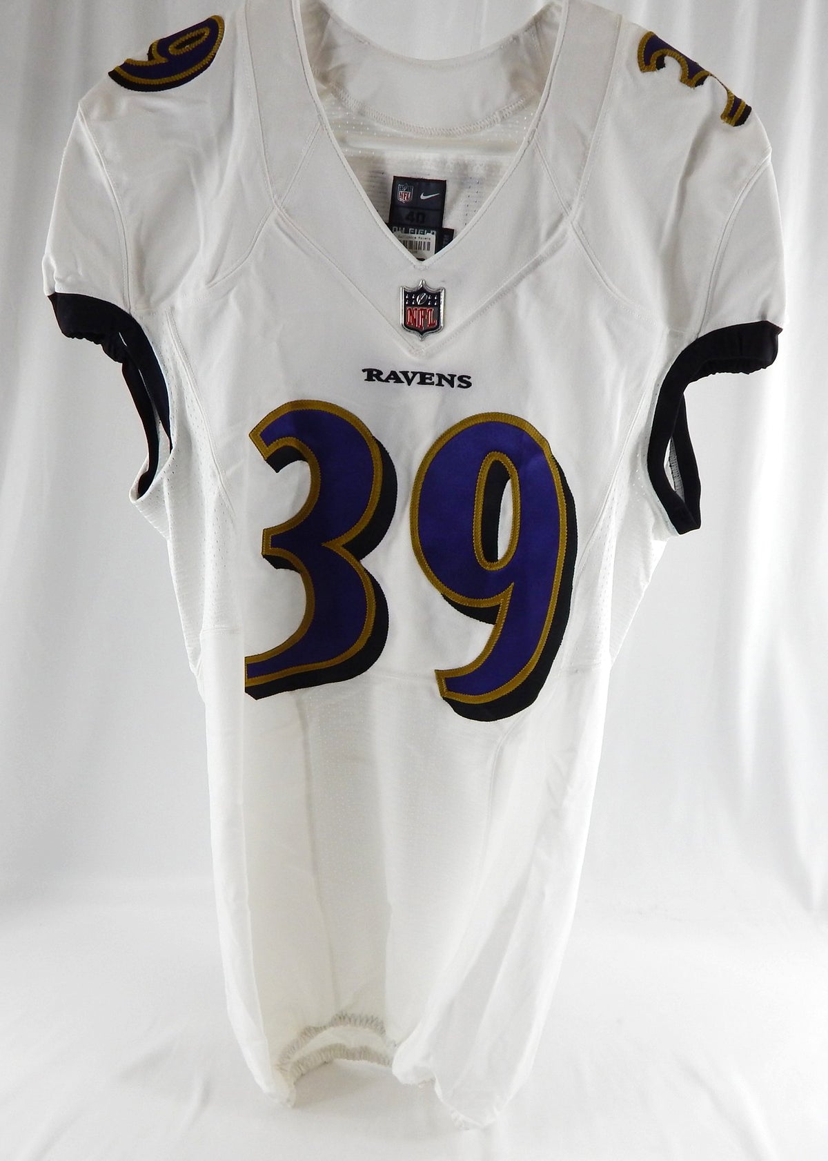 2019 Baltimore Ravens Denzel Williams #39 Game Issued White Jersey 40 485