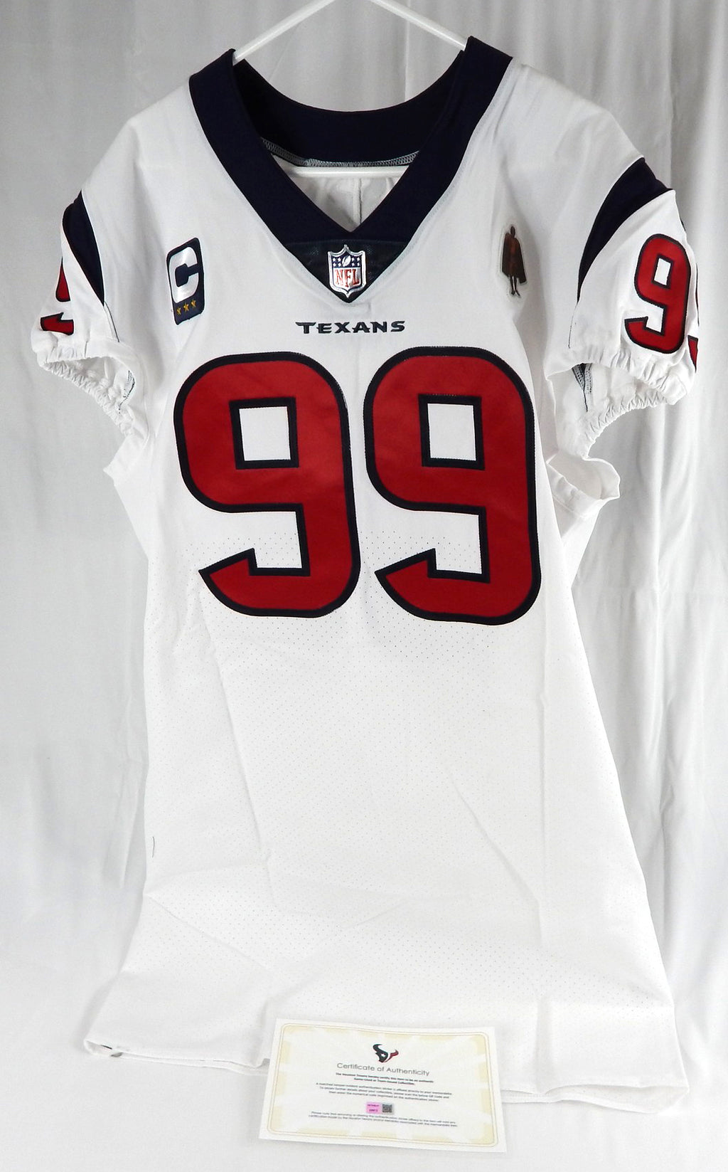 2020 Houston Texans J.J. Watt #99 Game Issued White Jersey Captain Payton Patch