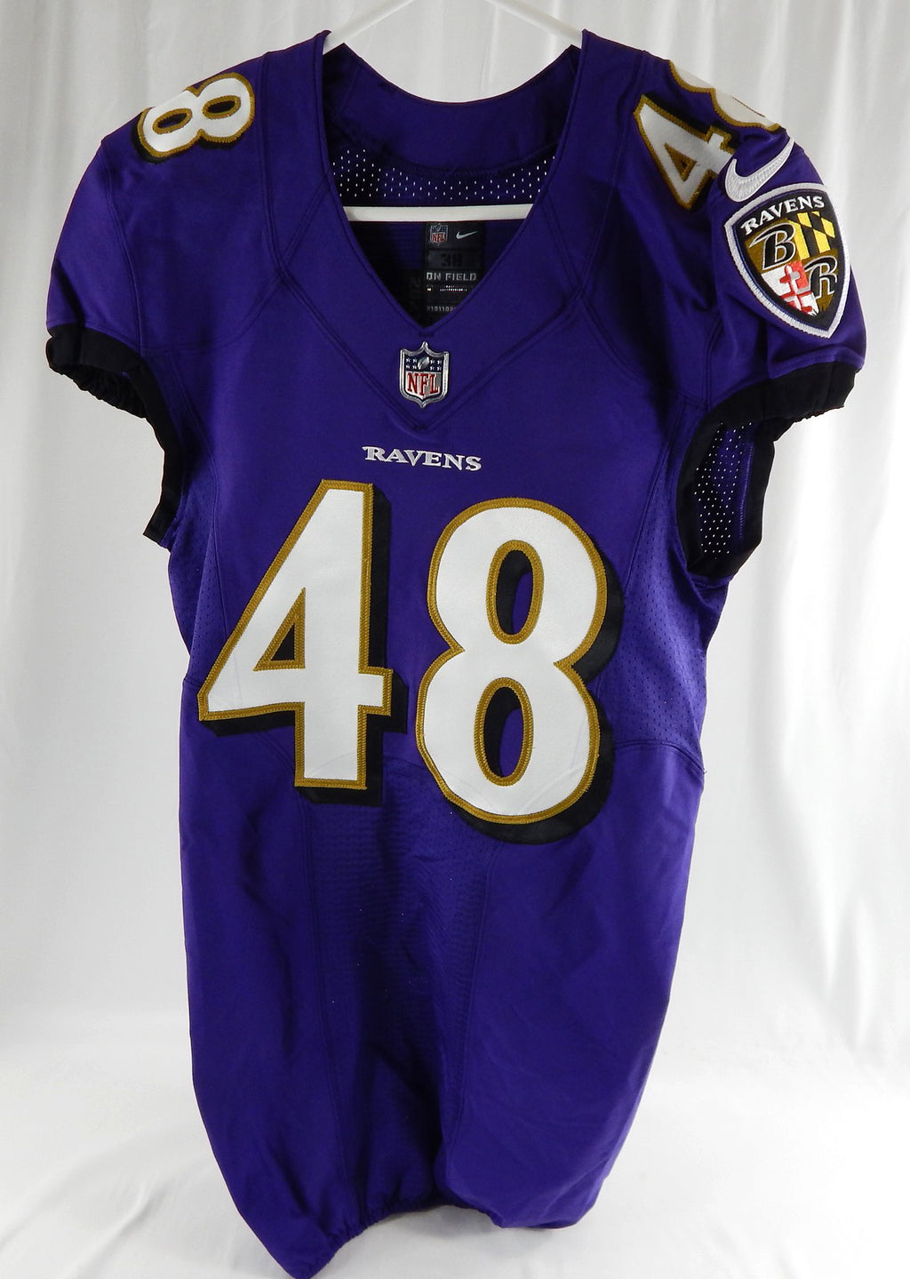 2021 Baltimore Ravens Diego Fagot #48 Game Issued White Jersey 38 486