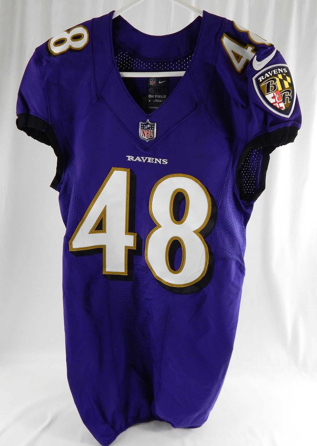 2021 Baltimore Ravens Diego Fagot #48 Game Issued White Jersey 38 486
