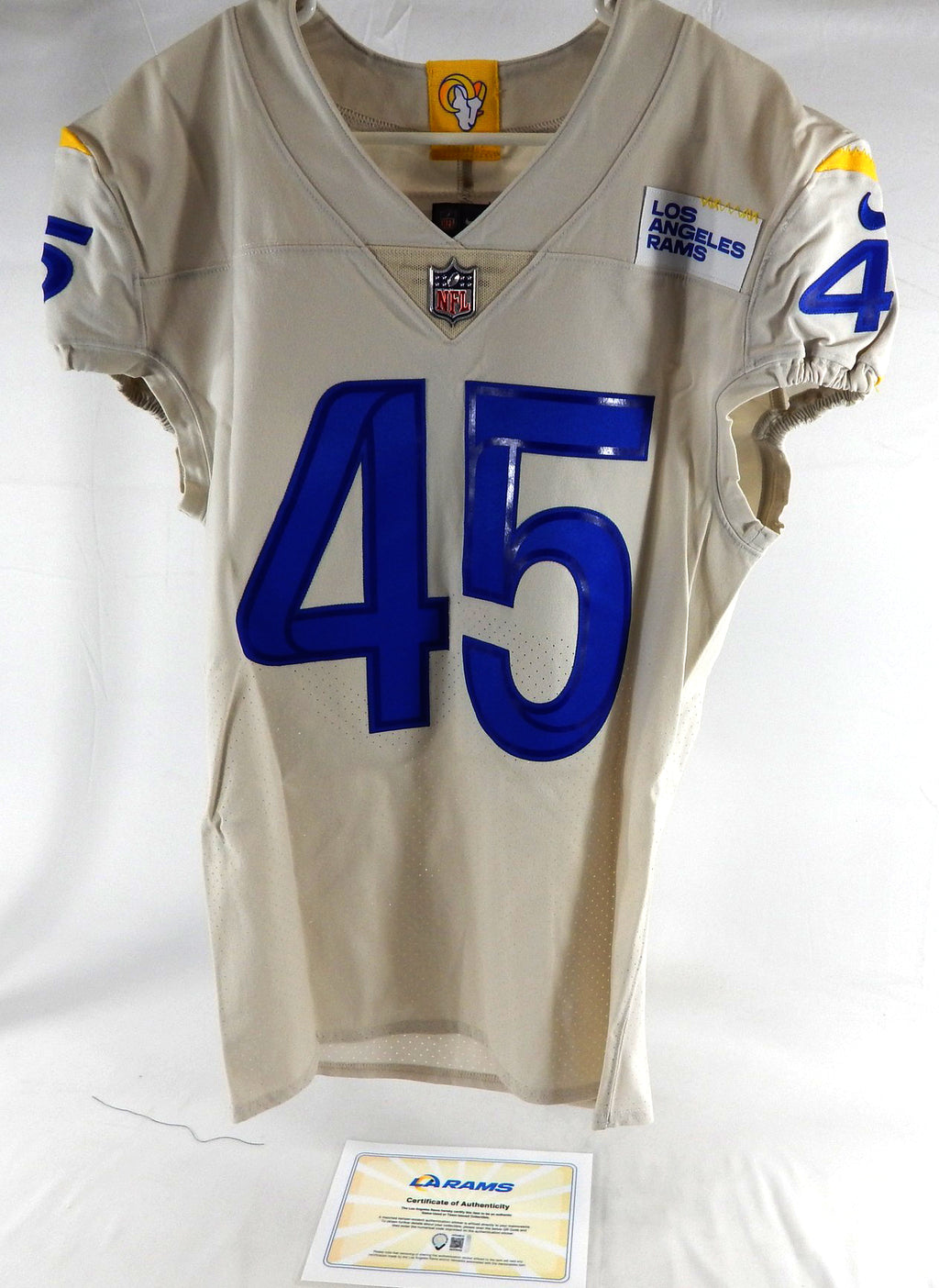 2020 Los Angeles Rams Ogbonnia Okoronkwo #45 Game Issued Cream Jersey 42 685 Pic2