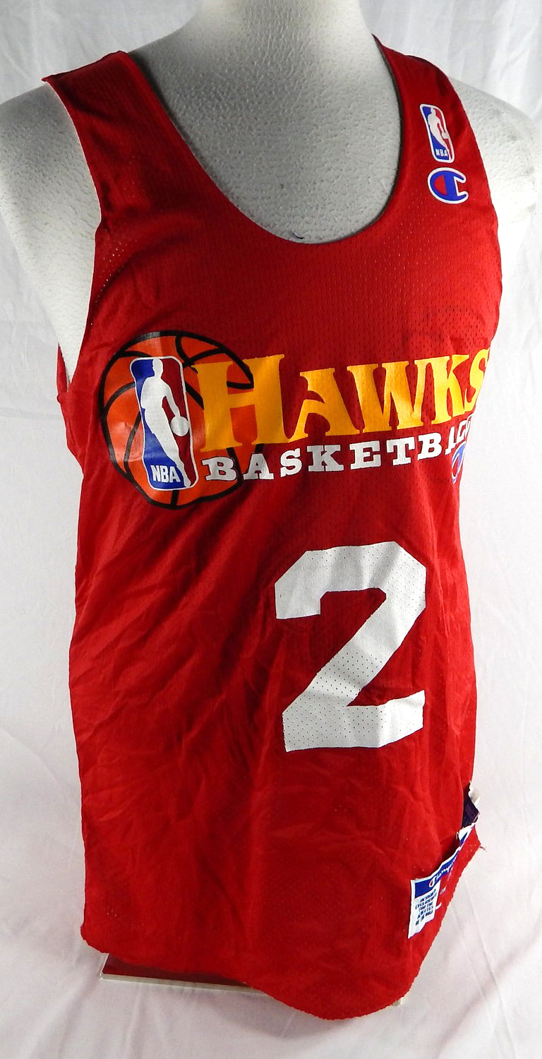 1990s Atlanta Hawks #2 Game Used Red Practice Jersey L 920
