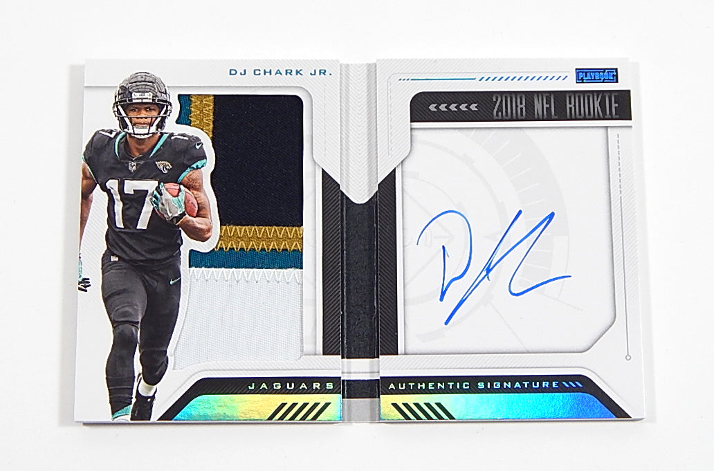 2018 Panini Playbook Platinum D.J. Chark Jr. RC #215 Auto Jersey Patch /49
