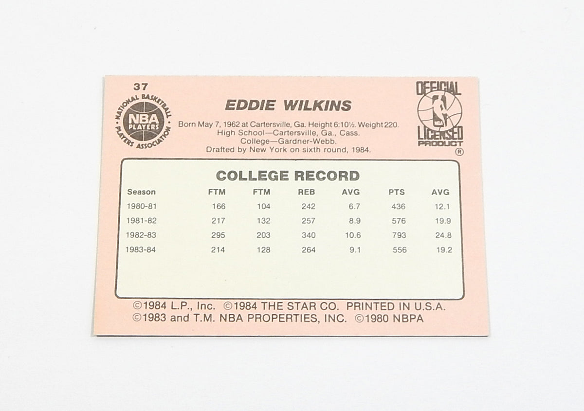 1984-85 Star Co. Eddie Wilkens #37 Knicks Nm/Mt Pic2