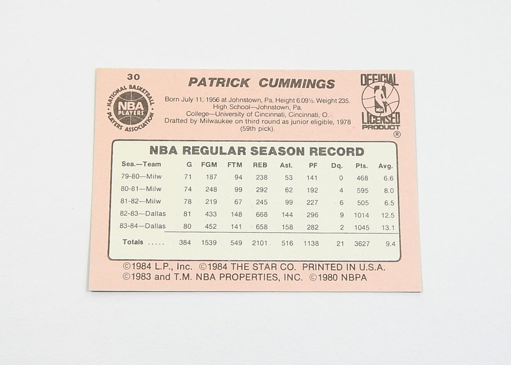 1984-85 Star Co. Pat Cummings #30 Knicks Nm/Mt Pic2