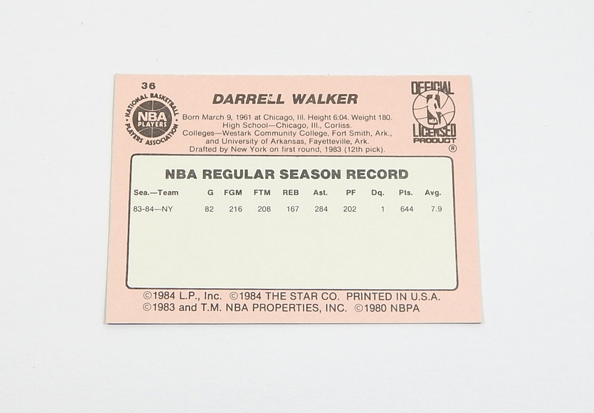 1984-85 Star Co. Darrell Walker #36 Knicks Nm/Mt Pic2