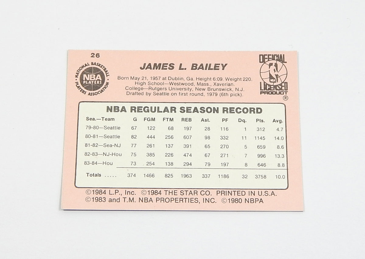 1984-85 Star Co. James Bailey #26 Knicks Nm/Mt Pic2