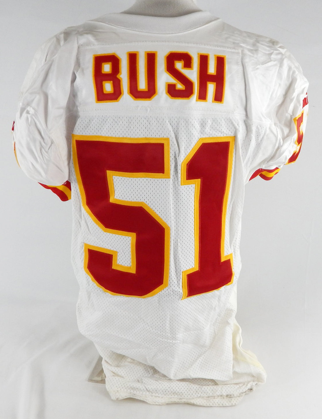 1999 Kansas City Chiefs Lewis Bush #51 Game Issued White Jersey 48 764 Pic2