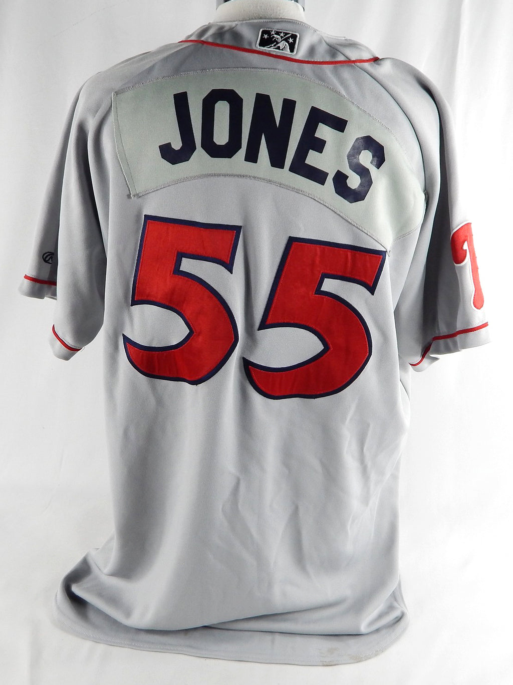 2018 Lakewood BlueClaws Damon Jones #55 Game Used Grey Jersey 52 747 Pic2
