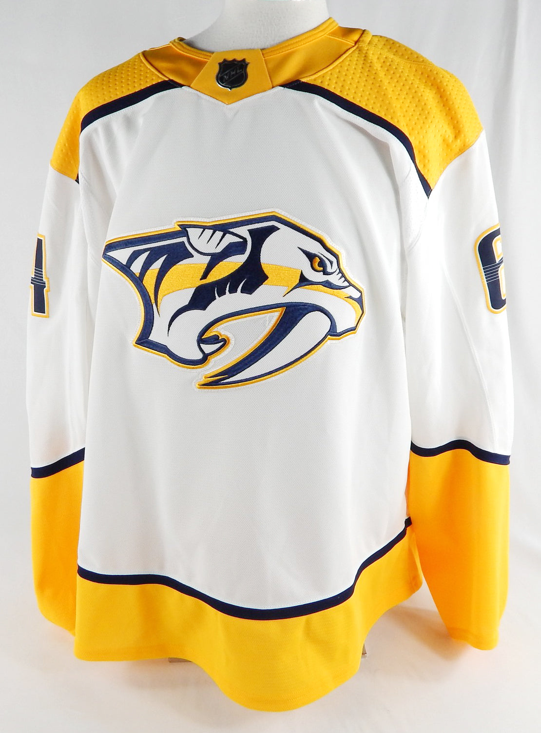 2017 Nashville Predators #64 Game Issued White Jersey Name Plate Removed 58 689
