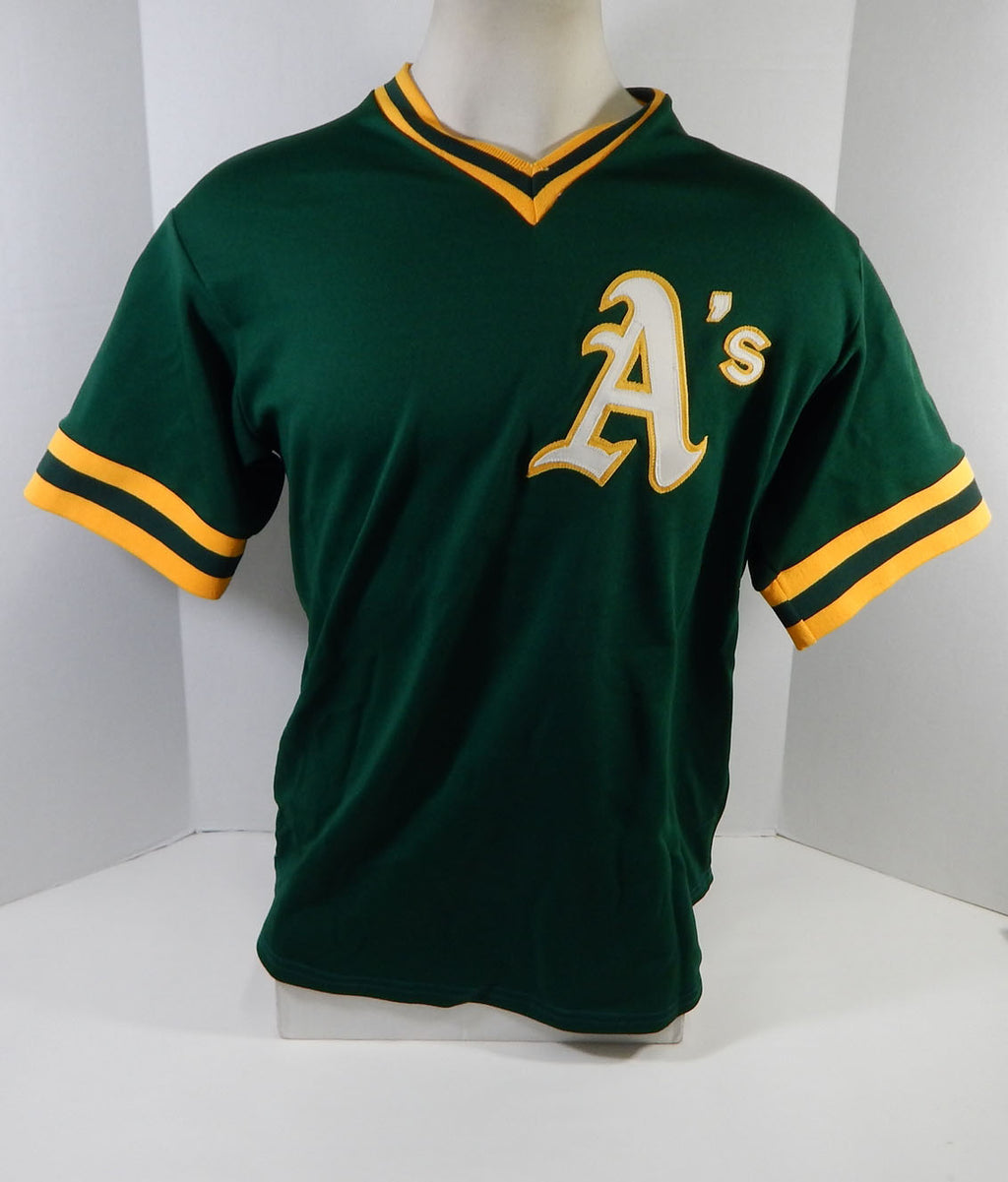 1984-92 Oakland A's Athletics #38 Game Used Green Jersey Batting Practice 193 Pic2