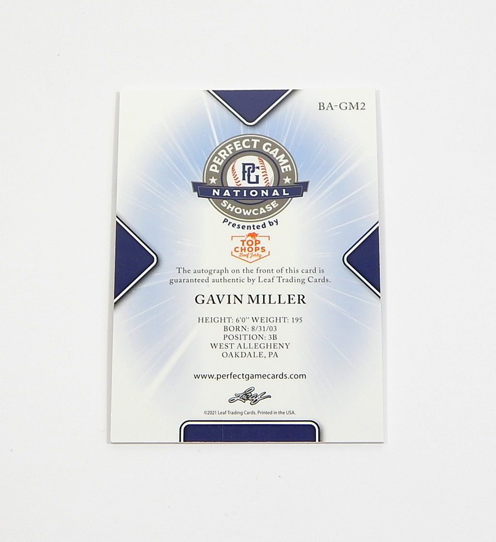 2021 Leaf Perfect Game National Showcase Autographs Black Gavin Miller Auto 1/1 Pic2
