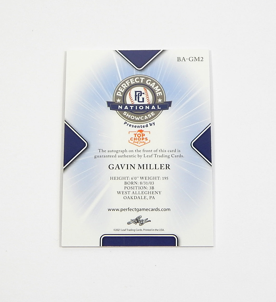 2021 Leaf Perfect Game National Showcase Autographs Black Gavin Miller Auto 1/1 Pic2