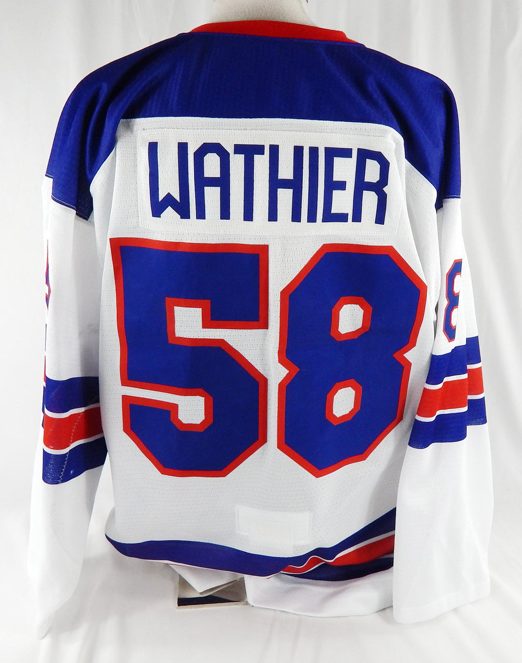 2024-25 Team USA Hockey NTDP Sam Wathier #58 Game Used White Jersey 58 276 Pic2
