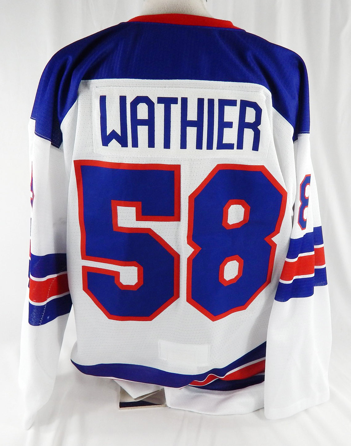 2024-25 Team USA Hockey NTDP Sam Wathier #58 Game Used White Jersey 58 276 Pic2