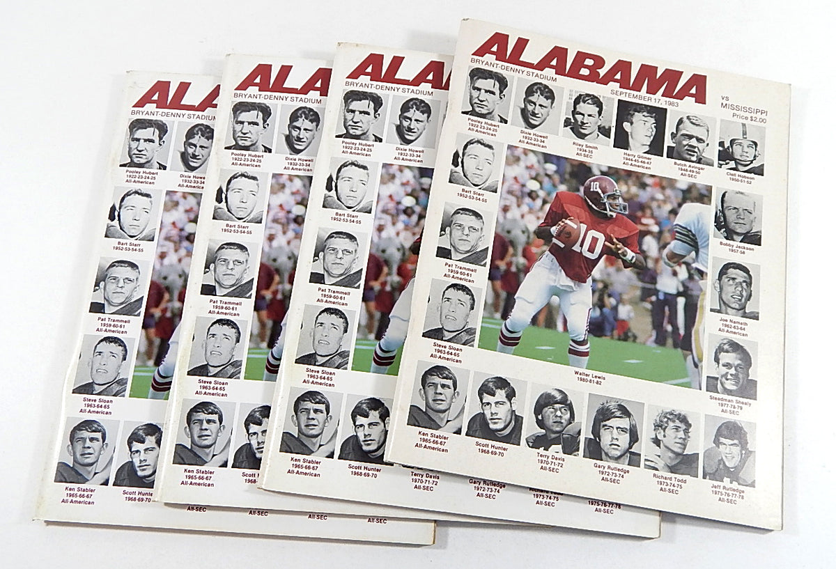 Lot of (4) 1983 Alabama vs Mississippi College Football Programs 9/17/83 Pic2