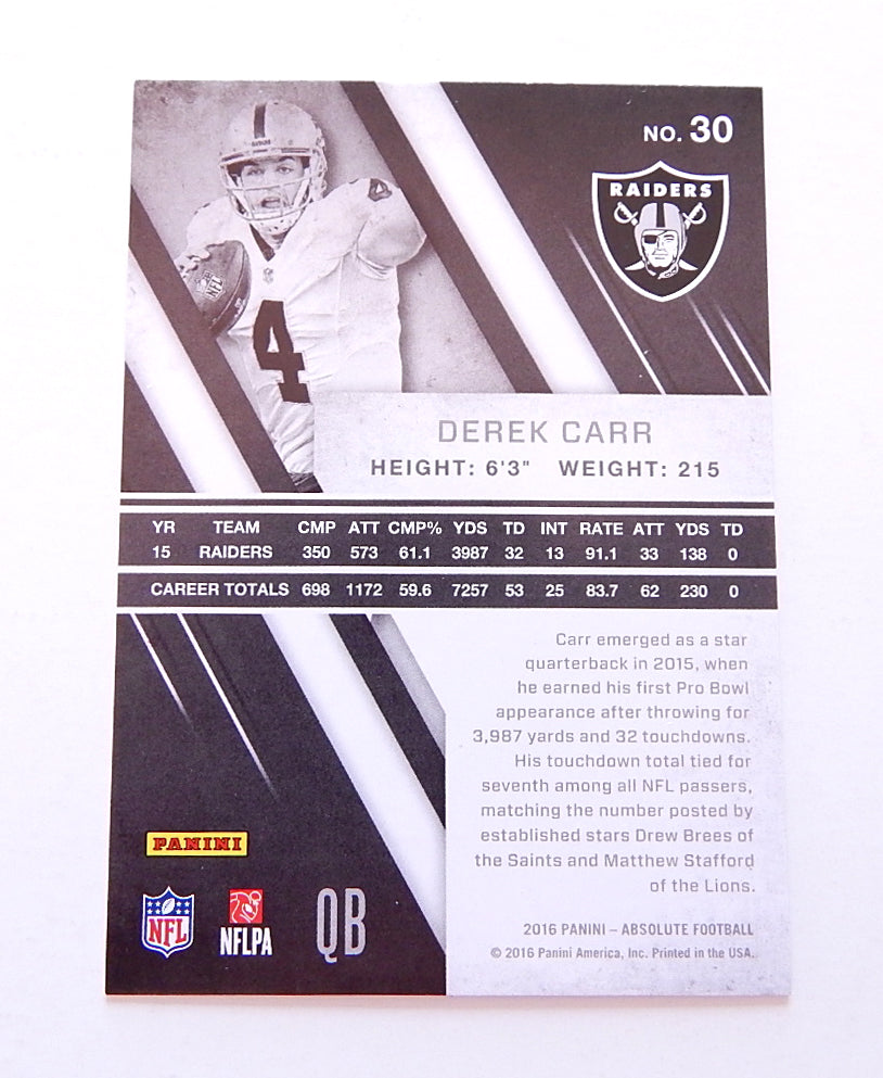 2016 Absolute Derek Carr # 75/100 Pic2