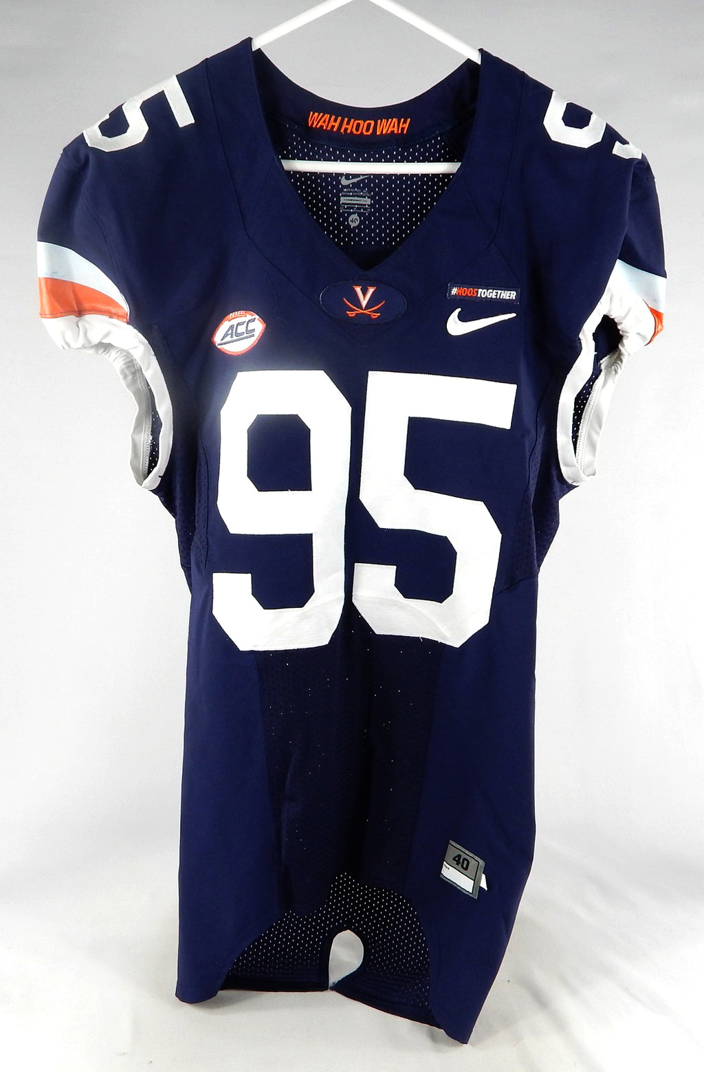 2017 Virginia Cavaliers #95 Game Used Navy Jersey Throwback Hoos Patch 40 143