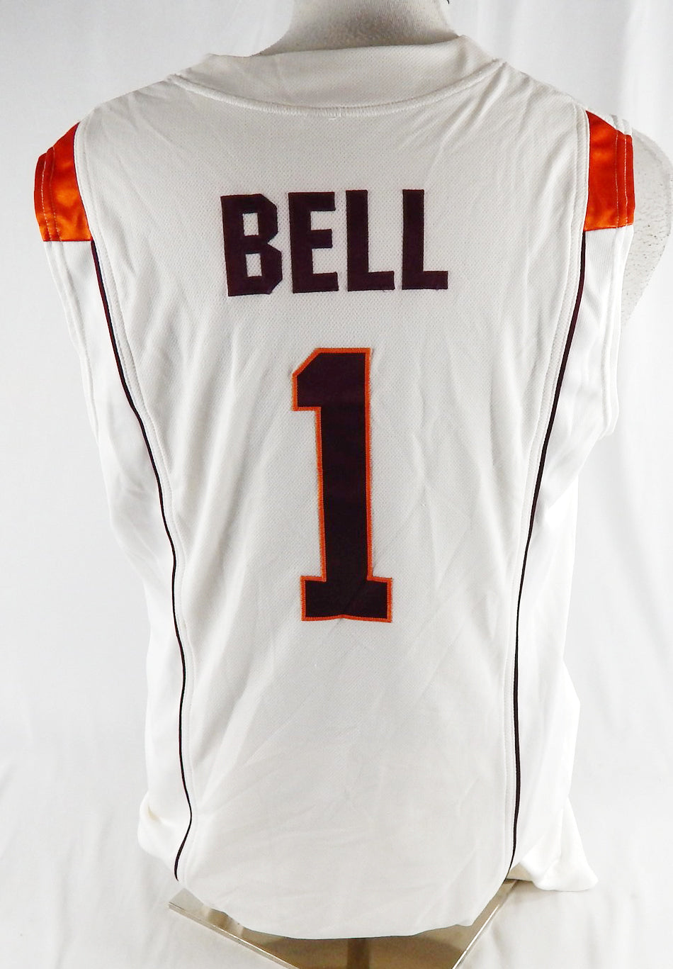 Virginia Tech Hokies Terrell Bell #1 Game Used White Jersey Basketball 52 871 Pic2
