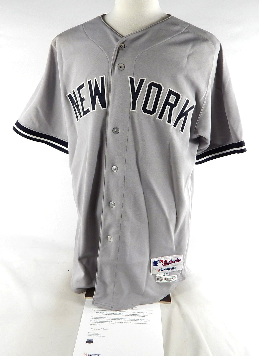 2014 New York Yankees Austin Romine #62 Game Used Grey Jersey 46 472