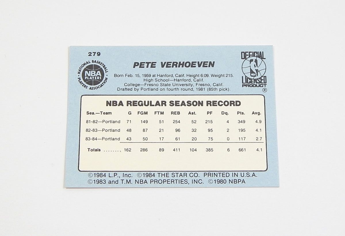 1984-85 Star Co. Pete Verhoeven #279 Kings Nm/Mt Pic2