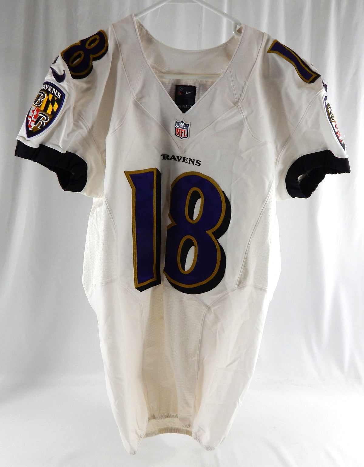 2013 Baltimore Ravens Franks #18 Game Issued White Jersey 42 509