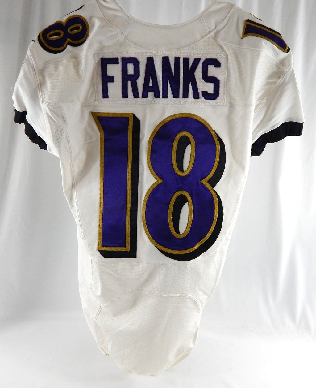 2013 Baltimore Ravens Franks #18 Game Issued White Jersey 42 509 Pic2