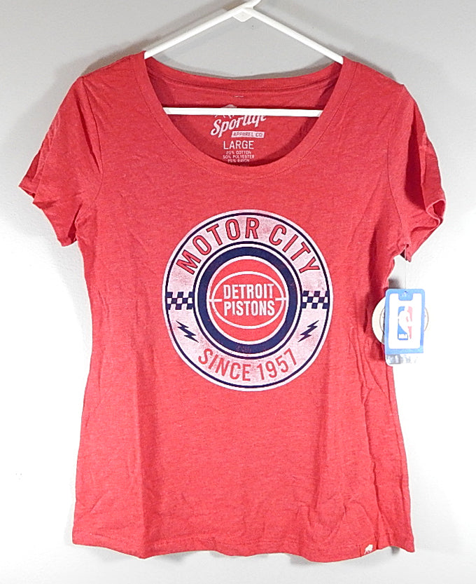 Detroit Pistons Retro Motor City Sportiqe Scoop Neck Shirt Womens XL Red New