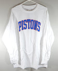 Detroit Pistons Script Logo NBA Antigua Long Sleeve Shirt Adult XXXL White New