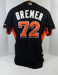 2014-16 Miami Marlins Tyler Bremer #72 Game Used Black Jersey Ex ST BP 48 960