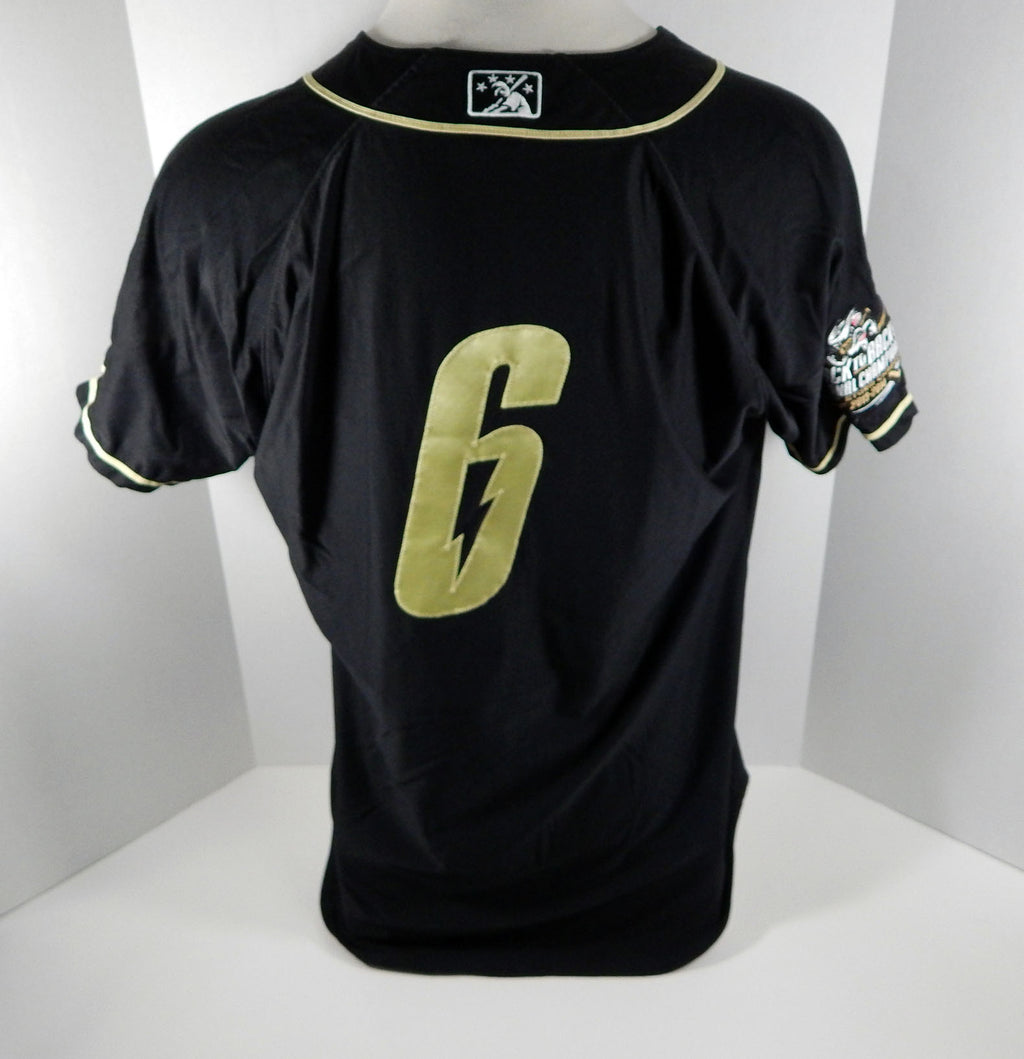 2015 Omaha Storm Chasers Brett Eibner #6 Game Used Black Jersey BTBNC Patch