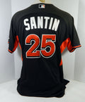 2014-16 Miami Marlins Daniel Santin #25 Game Used Black Jersey Ex ST BP 48 964