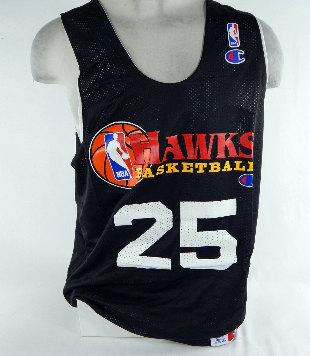 1990s Atlanta Hawks #25 Game Used Black White Practice Jersey 3XL DP68986