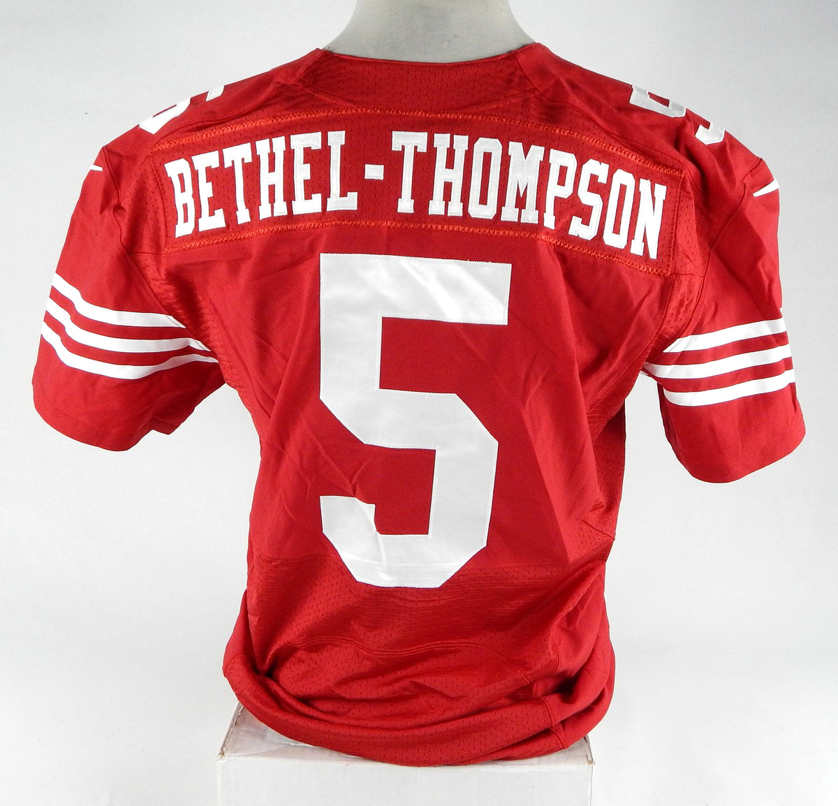 2014 San Francisco 49ers McLeod Bethel Thompson #5 Game Issued Red Jersey 44 5 Pic2