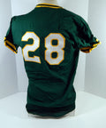 1984-92 Oakland A's Athletics #28 Game Used Green Jersey Batting Practice 212