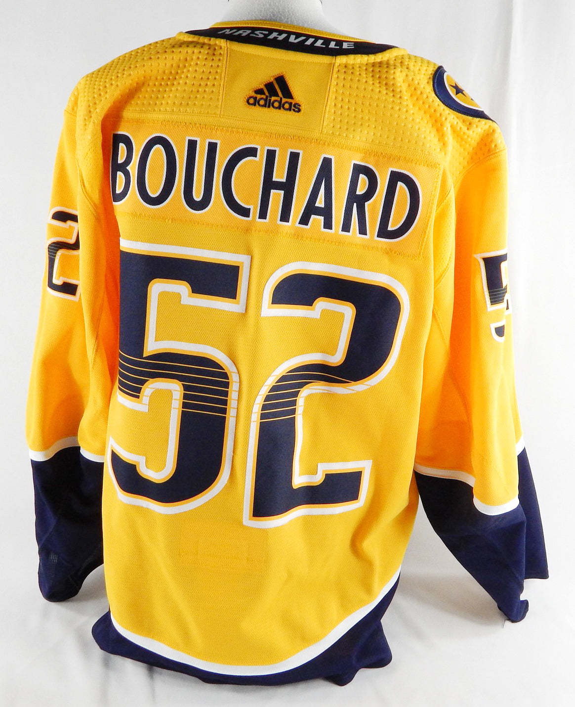 2018 Nashville Predators Xavier Bouchard #52 Game Used Yellow Jersey 56 704 Pic2