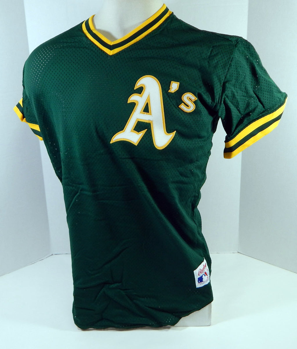 1984-92 Oakland A's Athletics #28 Game Used Green Jersey Batting Practice 212 Pic2