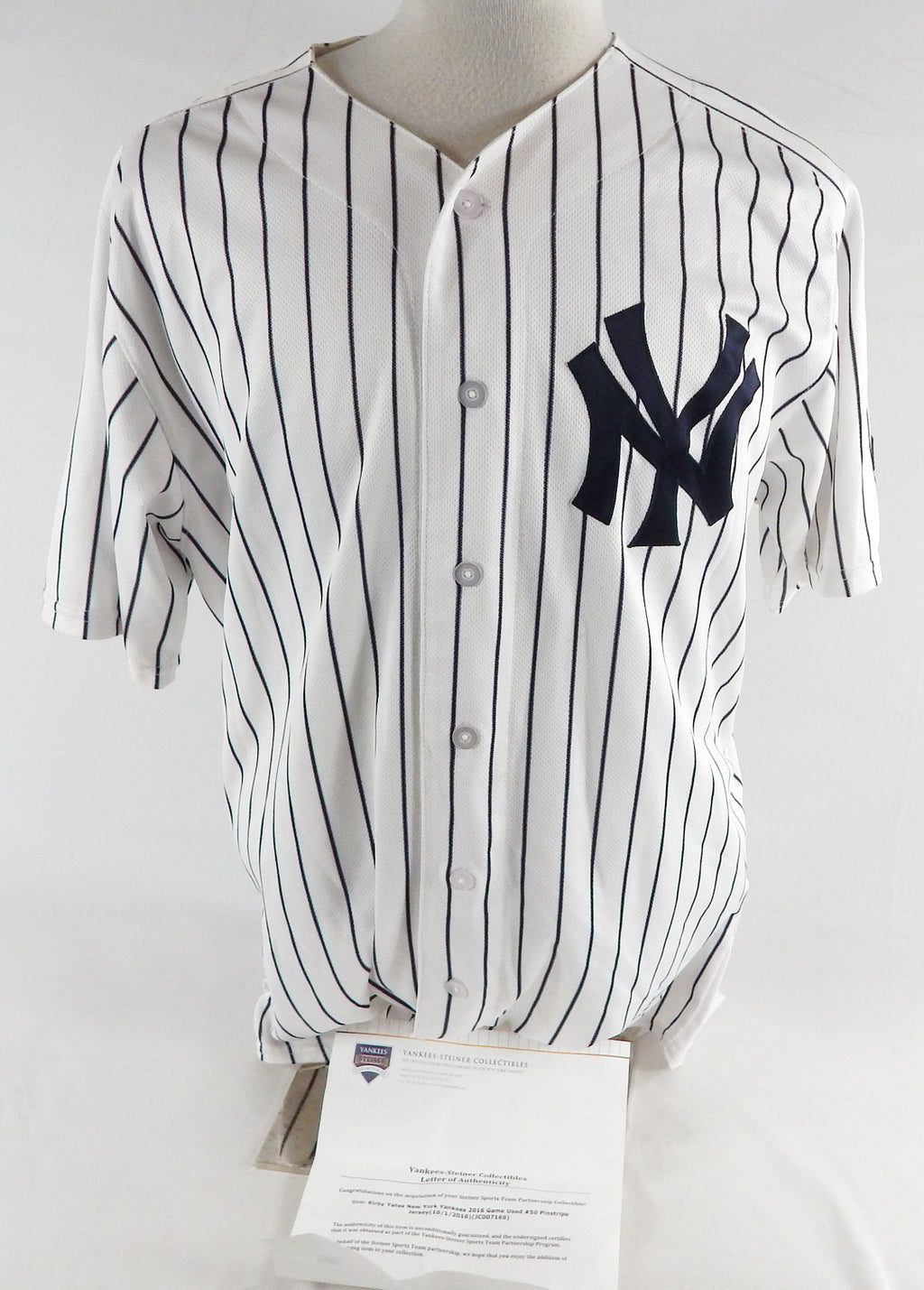 2016 New York Yankees Kirby Yates #50 Game Used White Jersey Berra 8 Patch 10/1/
