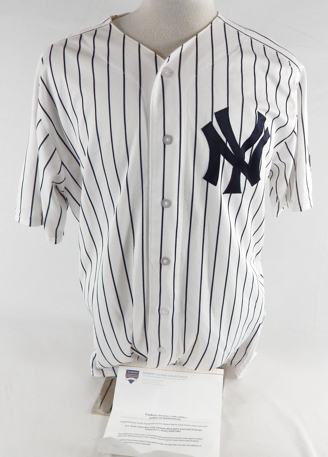 2016 New York Yankees Kirby Yates #50 Game Used White Jersey Berra 8 Patch 10/1/