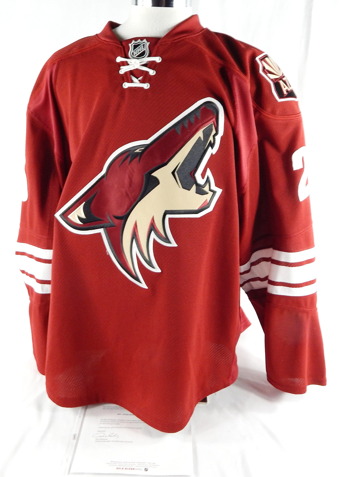 2014-15 Arizona Coyotes Philip Samuelsson #25 Game Used Red Jersey 58 706