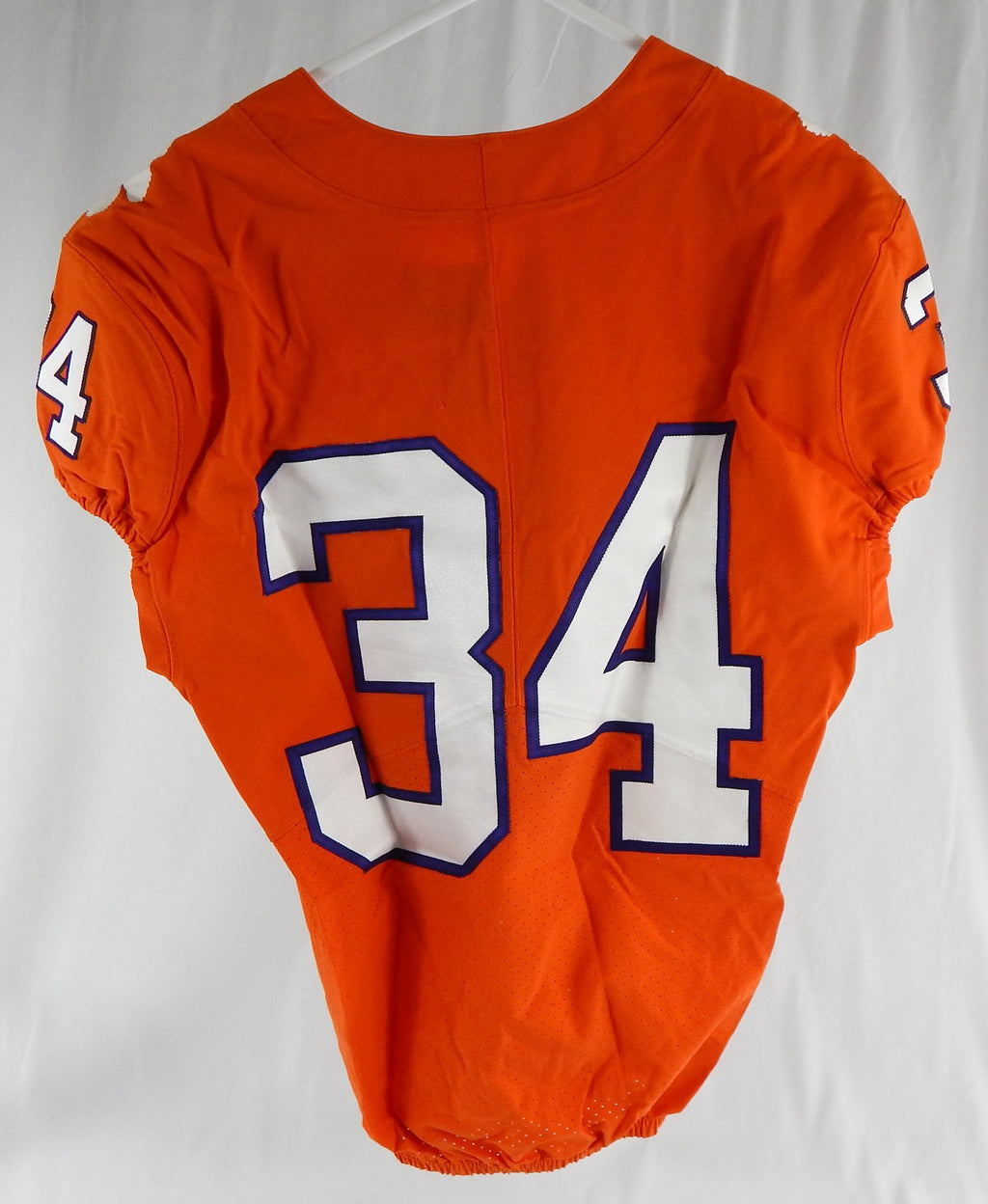 2017-22 Clemson Tigers #34 Game Issued Pos Used Orange Jersey Football NP Rem 33 Pic2
