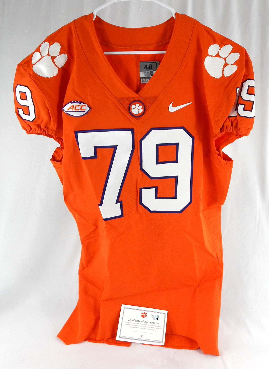 2017-22 Clemson Tigers #79 Game Issued Pos Used Orange Jersey Football NP Rem 3