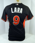 2014-16 Miami Marlins Yeremin Lara #9 Game Used Black Jersey Ex ST BP 42 970